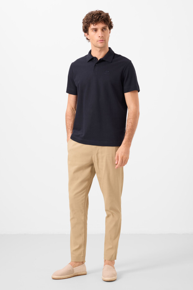 Lacivert Standart Kalıp Basic Polo Yaka Erkek T-Shirt - 87748