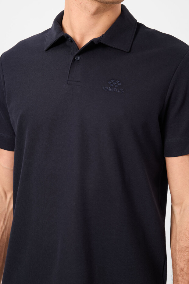 Lacivert Standart Kalıp Basic Polo Yaka Erkek T-Shirt - 87748 - 3