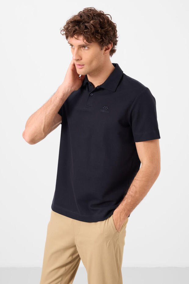 Lacivert Standart Kalıp Basic Polo Yaka Erkek T-Shirt - 87748 - 5