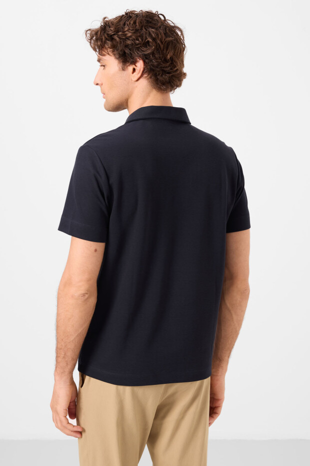 Lacivert Standart Kalıp Basic Polo Yaka Erkek T-Shirt - 87748 - 6