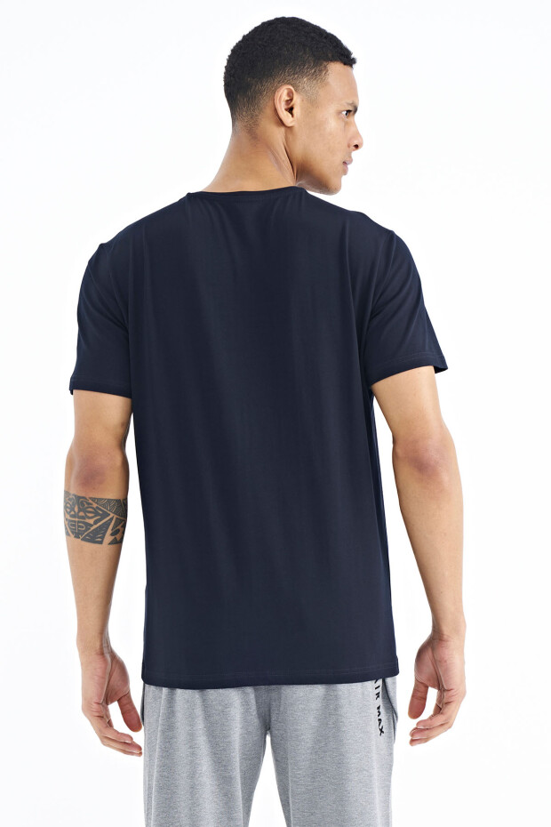 Lacivert Baskı Detaylı O Yaka Standart Kalıp Erkek T-Shirt - 88175