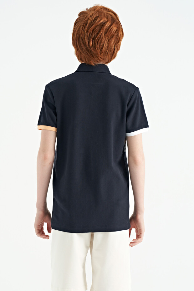 Lacivert Baskı Detaylı Standart Kalıp Polo Yaka Erkek Çocuk T-Shirt - 11101