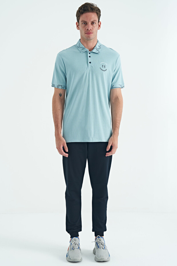 Lacivert Baskılı Fermuar Cepli Standart Kalıp Erkek Jogger Eşofman Alt - 84963 - 2