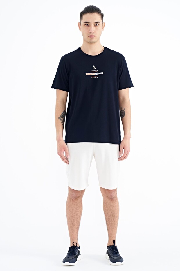 Lacivert Baskılı O Yaka Standart Kalıp Erkek T-shirt - 88212