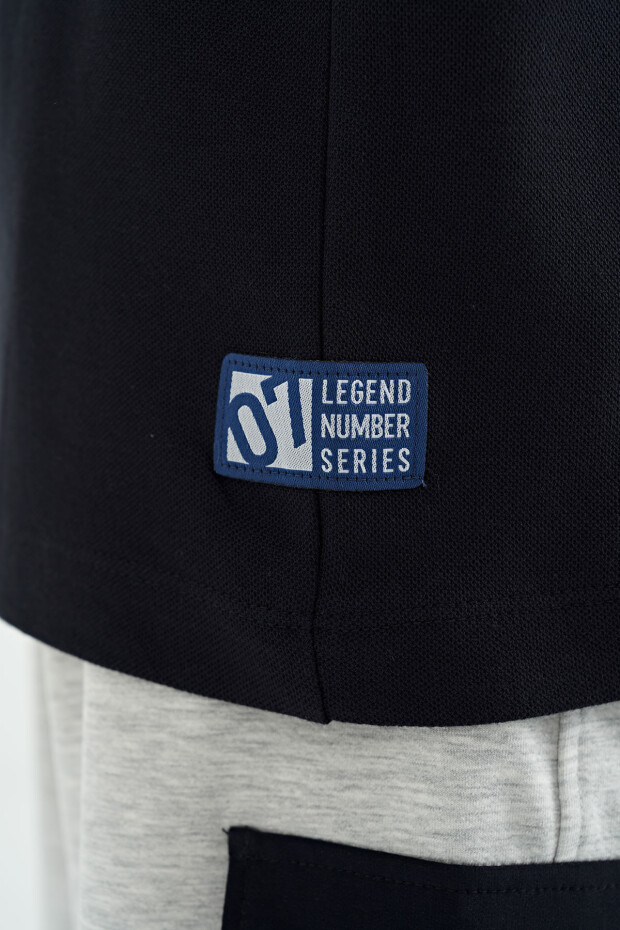 Lacivert Cep Detaylı O Yaka Standart Kalıp Erkek Çocuk T-Shirt - 11120 - 5