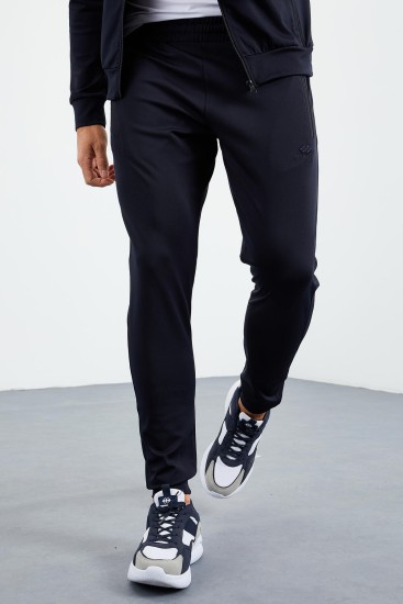 Lacivert Dik Yaka Fermuarlı Standart Kalıp Manşetli Erkek Eşofman Takım - 85160 - TOMMYLIFE (1)