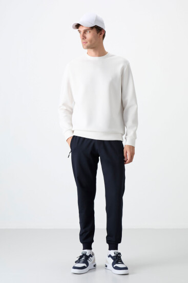 Lacivert Fermuar Cepli Standart Kalıp Jogger Erkek Eşofman Alt - 84587 - TOMMYLIFE (1)