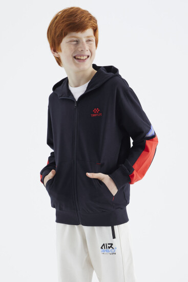 Lacivert Fermuarlı Erkek Çocuk Sweatshirt - 11180 