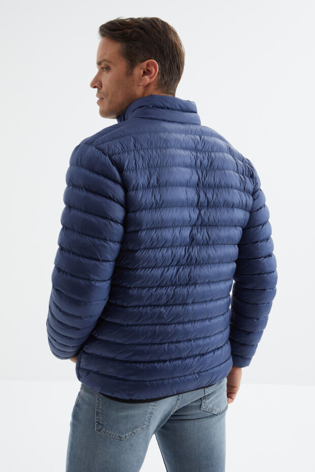 Lacivert Fermuarlı Standart Kalıp Soğuğa Dayanıklı Erkek Şişme Mont - 88166 - 8