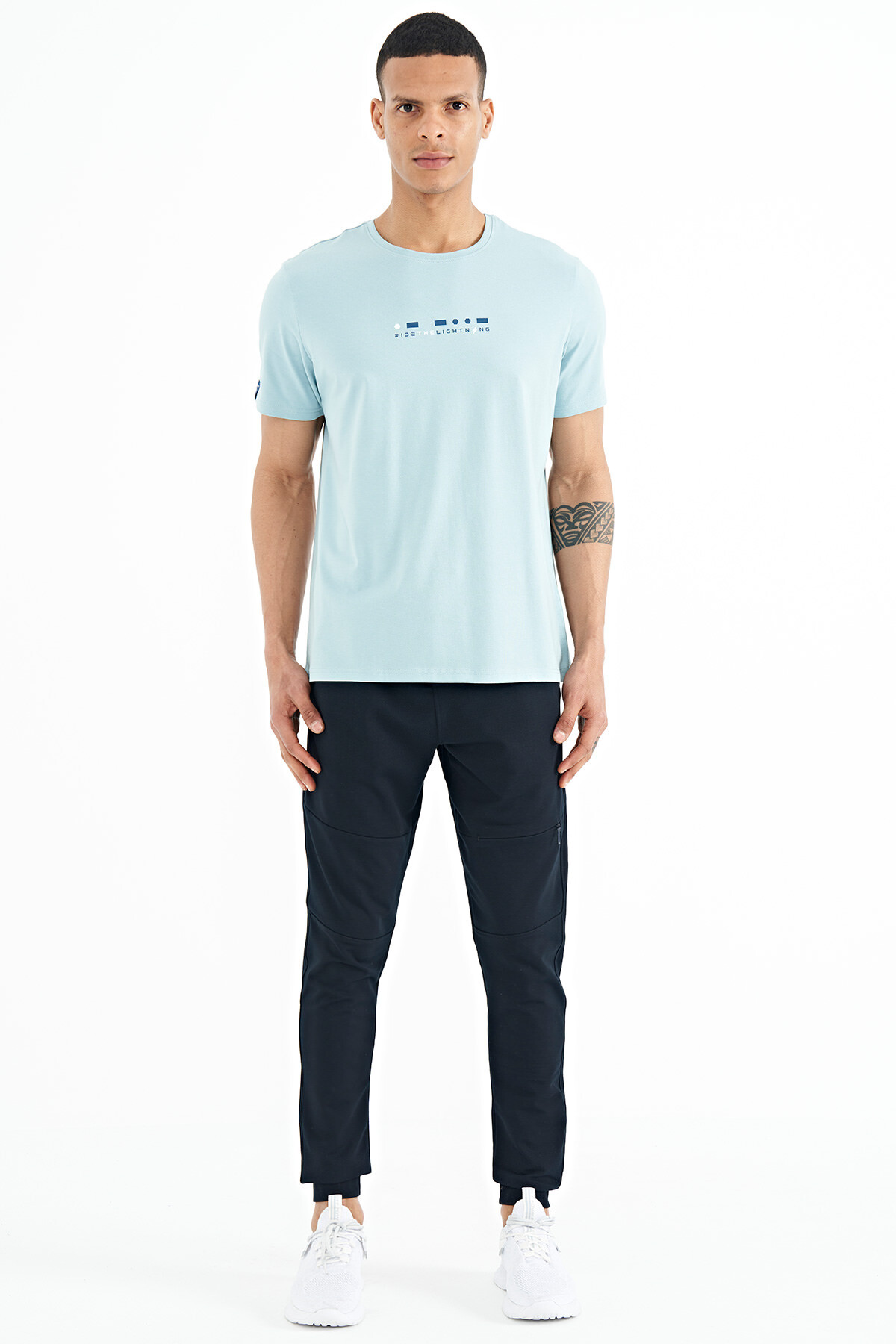 Lacivert Gizli Diz Cep Detaylı Standart Kalıp Erkek Joger Eşofman Alt - 84958 - TOMMYLIFE (1)