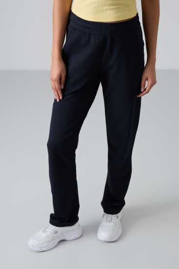 Lacivert Gizli Fermuar Cepli Rahat Form Klasik Paça Kadın Eşofman Alt - 94148 - TOMMYLIFE (1)