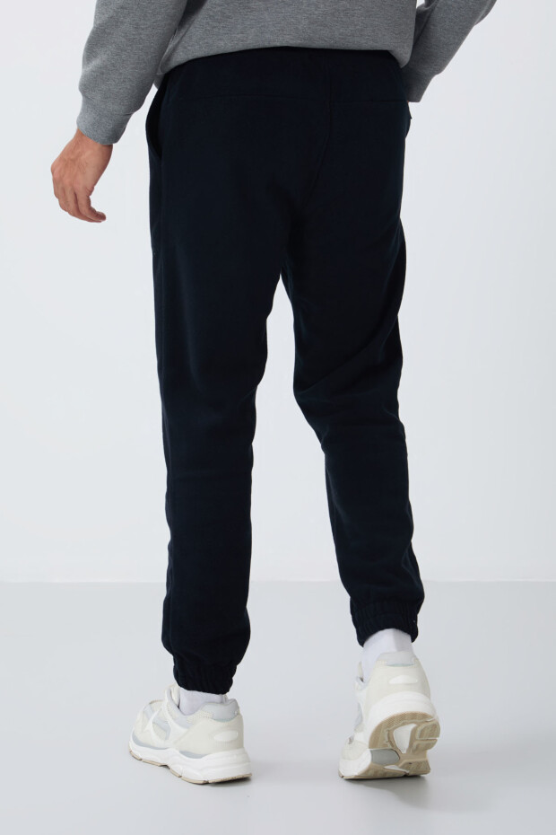 Lacivert Gizli Fermuarlı Rahat Form Lastik Paça Polar Erkek Eşofman Alt - 84866 - 6