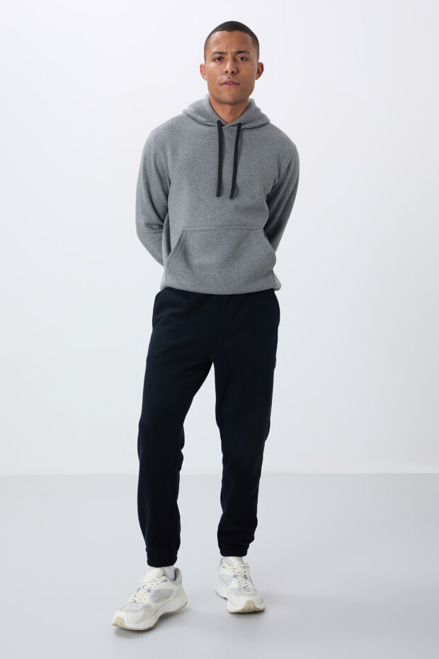 Lacivert Gizli Fermuarlı Rahat Form Lastik Paça Polar Erkek Eşofman Alt - 84866 - 2