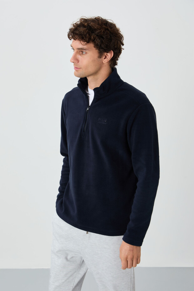 River Lacivert Dik Yaka Erkek Polar Sweatshirt - 88310