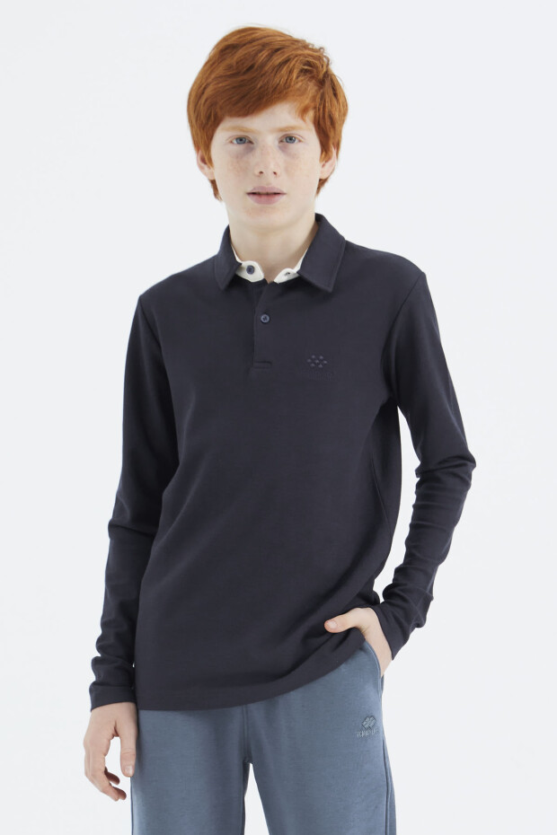 Lacivert Polo Yaka Basic Erkek Çocuk T-Shirt - 11171 - 1