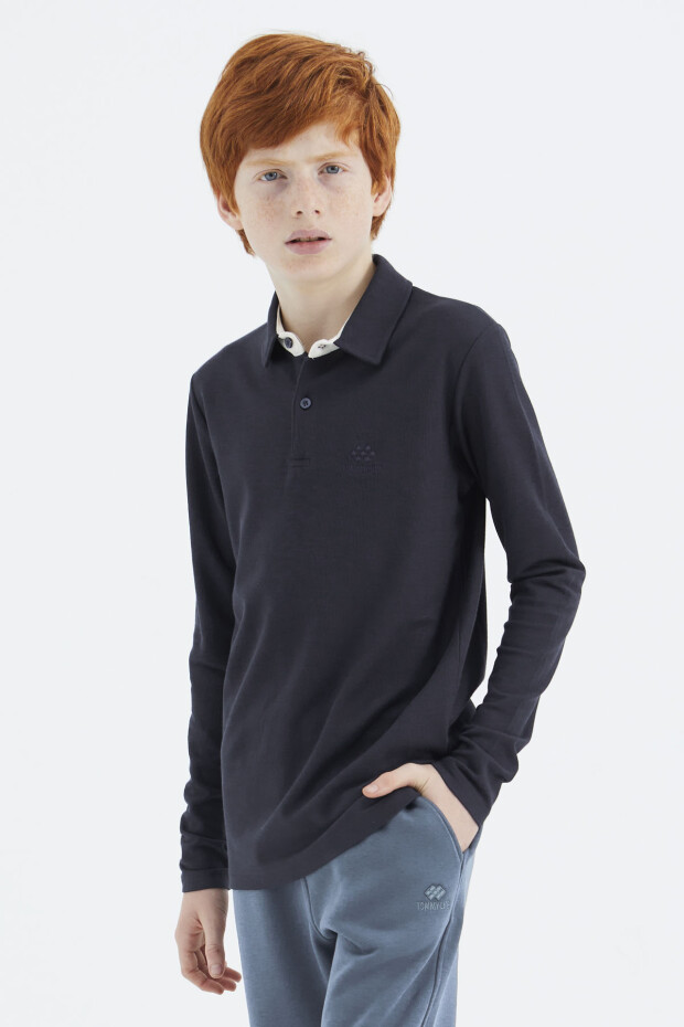 Lacivert Polo Yaka Basic Erkek Çocuk T-Shirt - 11171 - 2
