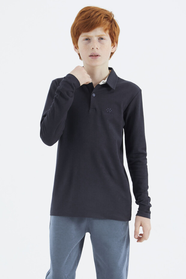 Lacivert Polo Yaka Basic Erkek Çocuk T-Shirt - 11171 - 3