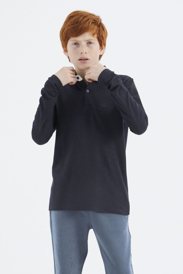 Lacivert Polo Yaka Basic Erkek Çocuk T-Shirt - 11171 - 4