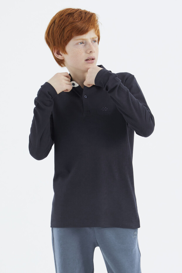 Lacivert Polo Yaka Basic Erkek Çocuk T-Shirt - 11171 - 5