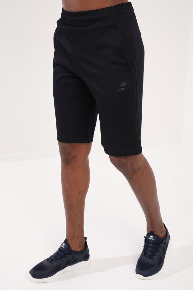 Lacivert Tek Fermuar Cep Detaylı Bağcıklı Standart Kalıp Erkek Şort - 81202 - 6