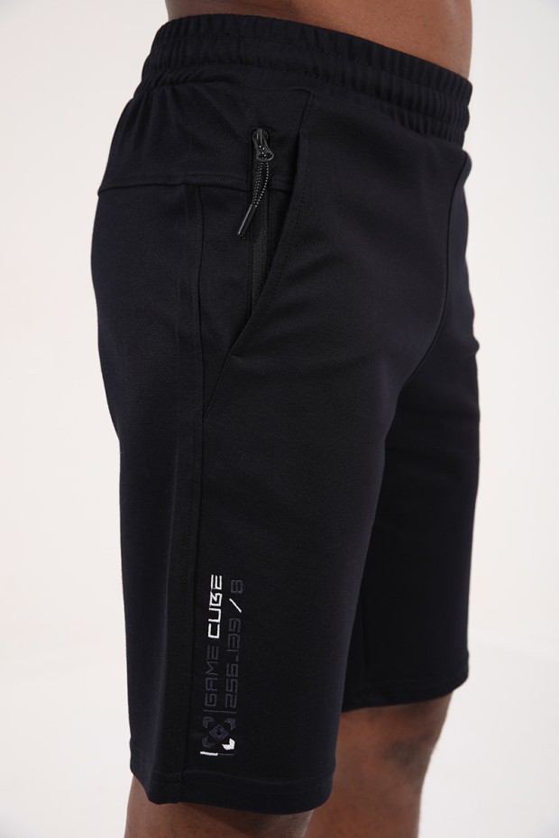 Lacivert Tek Fermuar Cep Detaylı Bağcıklı Standart Kalıp Erkek Şort - 81202 - 8