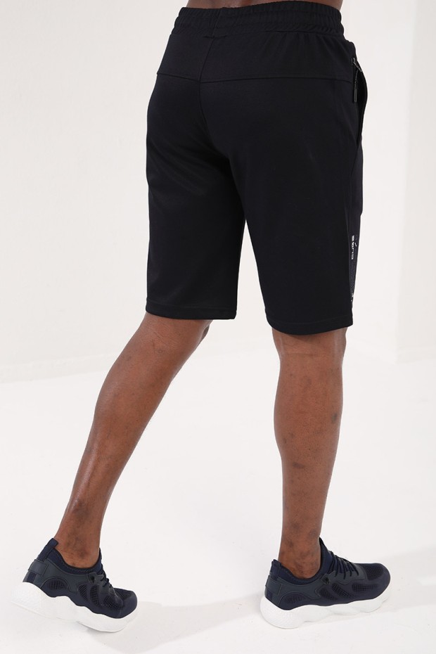 Lacivert Tek Fermuar Cep Detaylı Bağcıklı Standart Kalıp Erkek Şort - 81202 - 7