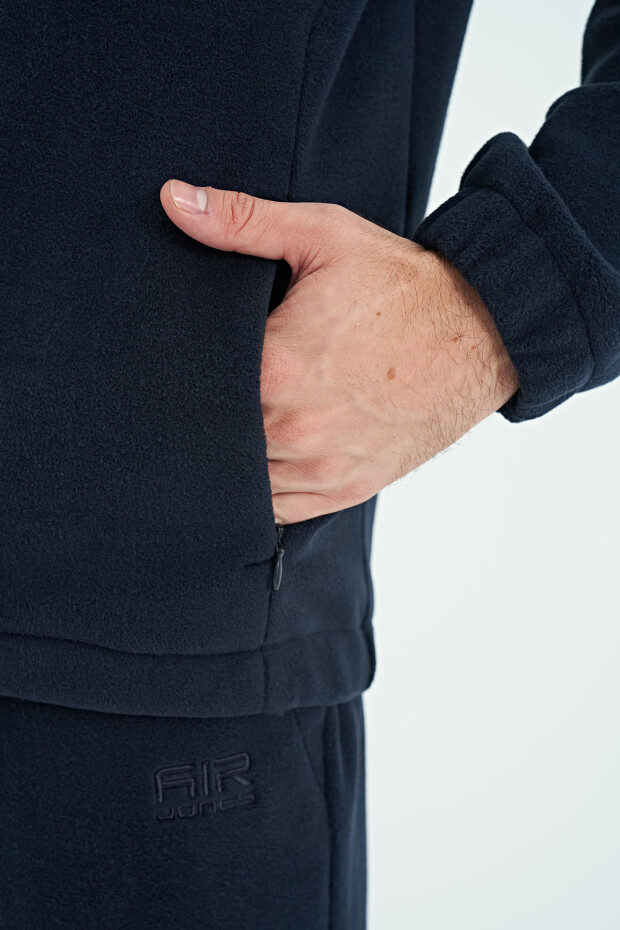 Hektor Lacivert Kapüşonlu Polar Erkek Eşofman Takım - 85227 - 4