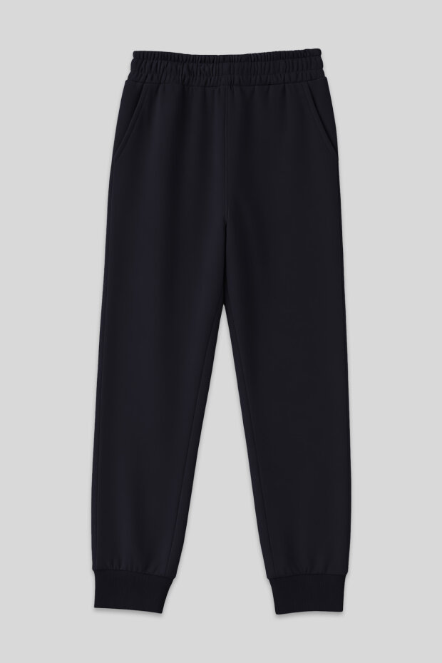 Lacivert Yüksek Bel Jogger Rahat Form Manşetli Kadın Eşofman Alt - 94561 - 2