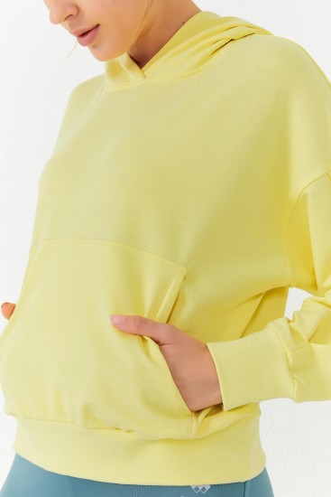Limon Balon Kol Kapüşonlu Kadın Oversize Sweatshirt - 97156 - Thumbnail