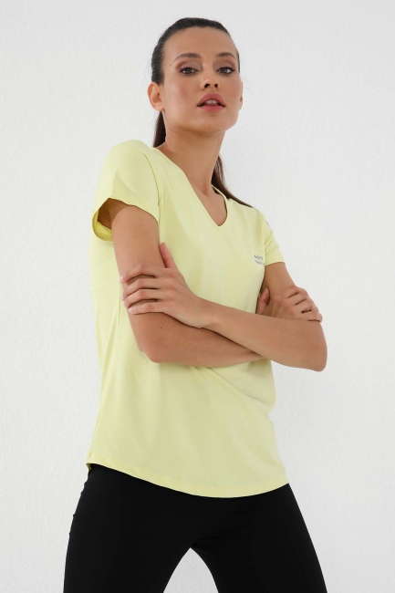 Limon Basic Kısa Kol Standart Kalıp V Yaka Kadın T-Shirt - 97145 - Thumbnail