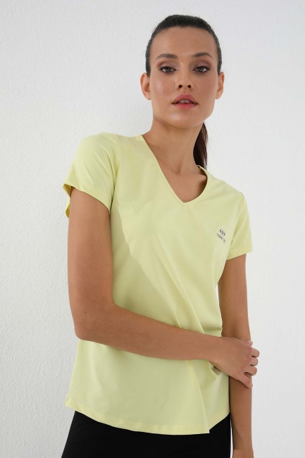Limon Basic Kısa Kol Standart Kalıp V Yaka Kadın T-Shirt - 97145 - Thumbnail