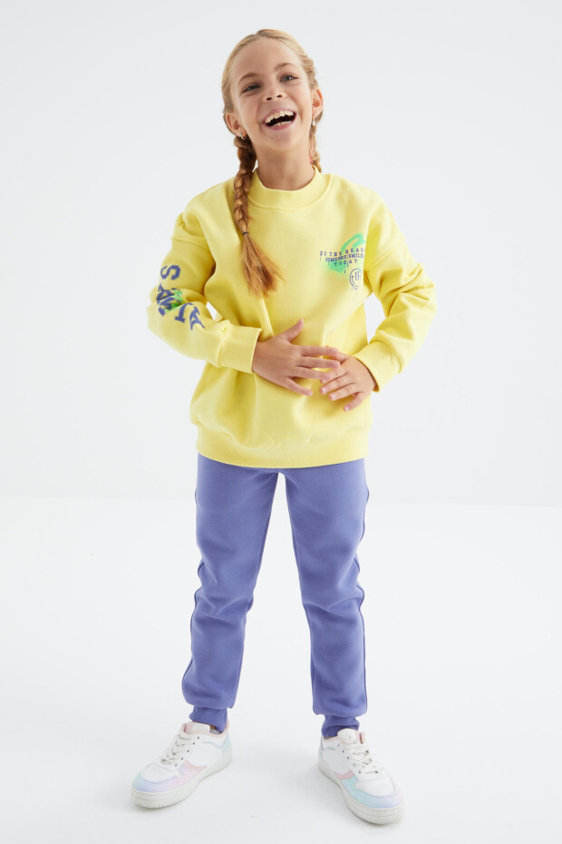 Limon Baskı Detaylı O Yaka Kız Çocuk Sweatshirt - 75095