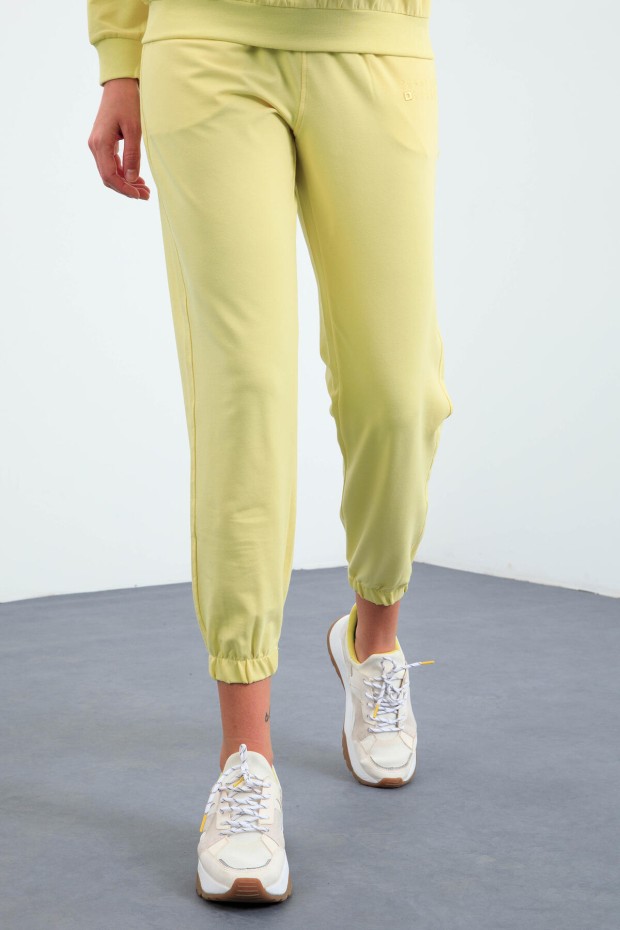 Limon Basic Pamuklu O Yaka Oversize Lastik Paça Kadın Eşofman Takım - 95287