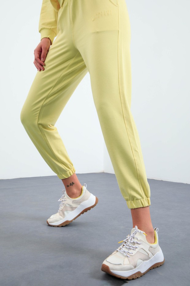 Limon Basic Pamuklu O Yaka Oversize Lastik Paça Kadın Eşofman Takım - 95287