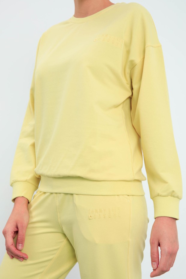 Limon Basic Pamuklu O Yaka Oversize Lastik Paça Kadın Eşofman Takım - 95287