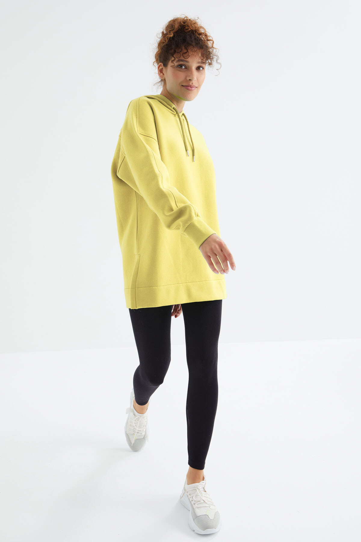 Limon Reglan Kol Basic Kapüşonlu Oversize Sweatshirt Tunik - 97242 - TOMMYLIFE (1)