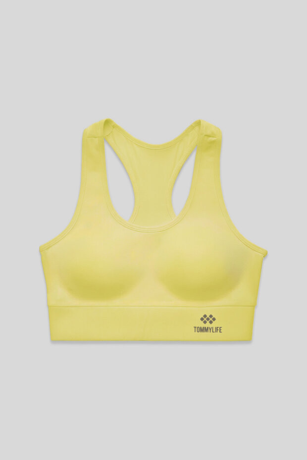 Limon Sırt Detaylı Dar Kalıp U Yaka Kadın Spor Büstiyer - 97120 - 1