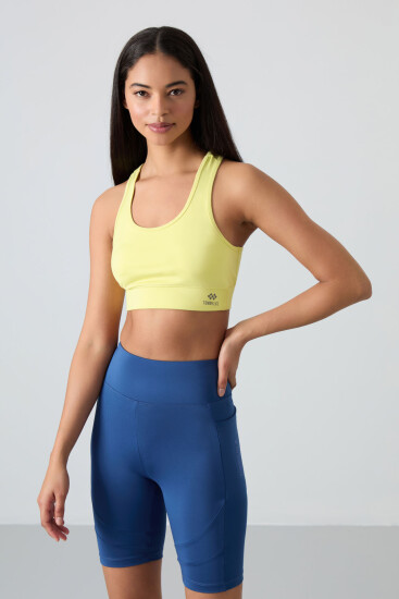 Limon Sırt Detaylı Dar Kalıp U Yaka Kadın Spor Büstiyer - 97120 - TOMMYLIFE