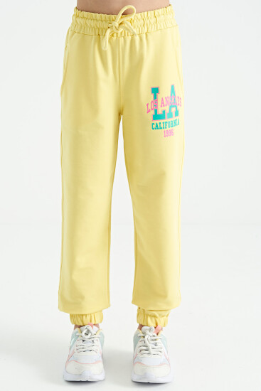 Limon Yazı Nakışlı Standart Kalıp Jogger Kız Çocuk Eşofman Alt - 75120 - TOMMYLIFE (1)