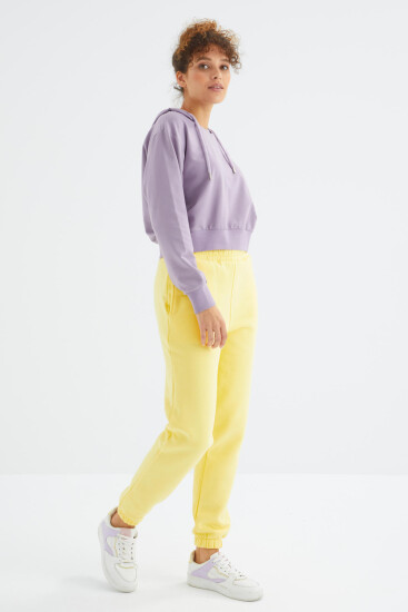 Limon Yüksek Bel Şardonlu 3 İplik Pamuklu Basic Kadın Eşofman Alt - 94624 - TOMMYLIFE