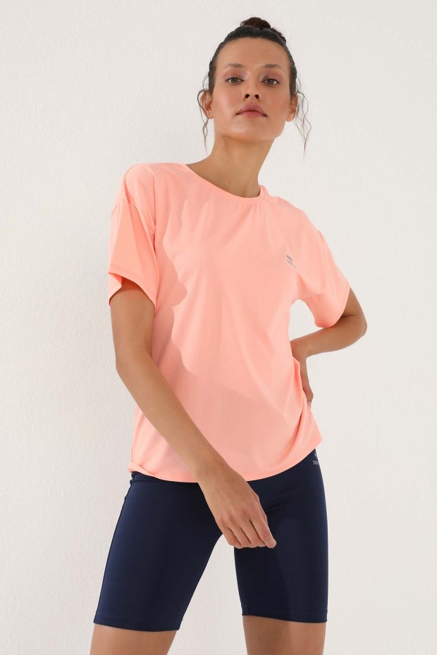 Mercan Arkası Uzun Kısa Kol Standart Kalıp O Yaka Kadın T-Shirt - 97152