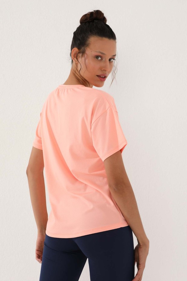 Mercan Arkası Uzun Kısa Kol Standart Kalıp O Yaka Kadın T-Shirt - 97152