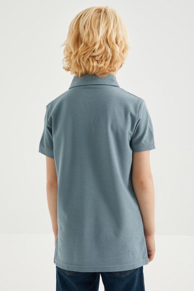 Mint Yeşili Klasik Kısa Kollu Polo Yaka Erkek Çocuk T-Shirt - 10962