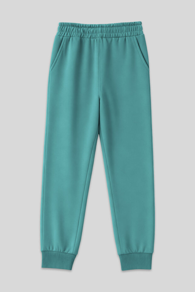Mint Yeşili Yüksek Bel Jogger Rahat Form Manşetli Kadın Eşofman Alt - 94561 - 1