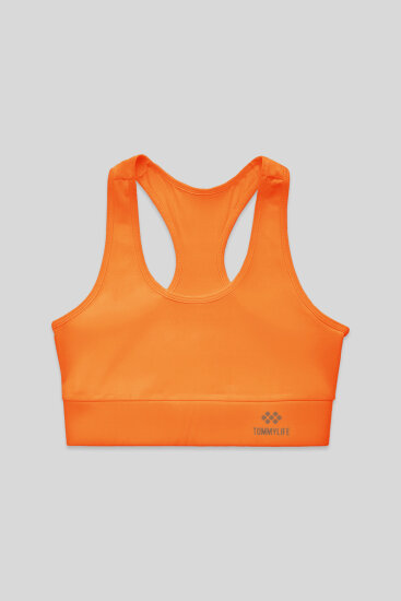 Neon Oranj Sırt Detaylı Dar Kalıp U Yaka Kadın Spor Büstiyer - 97120 