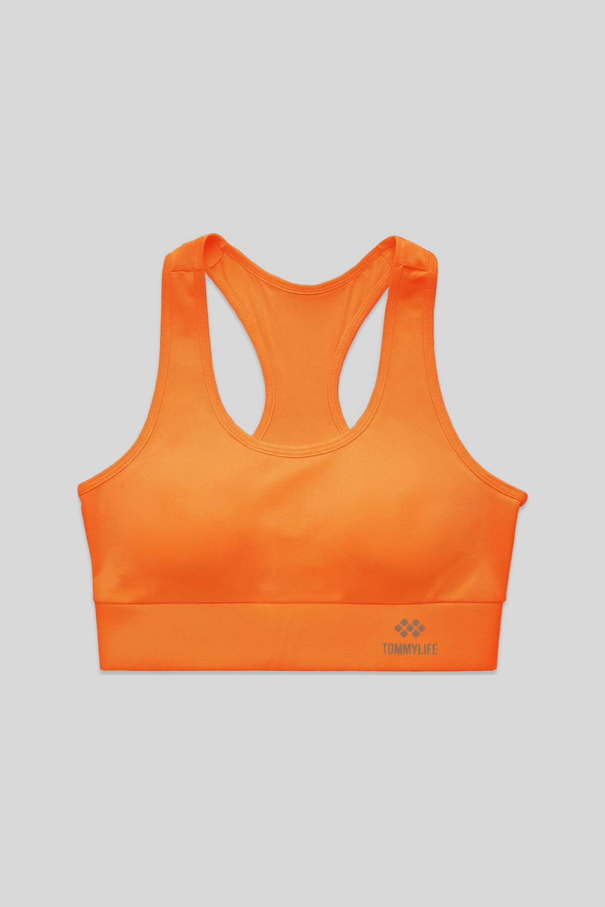 Neon Oranj Sırt Detaylı Dar Kalıp U Yaka Kadın Spor Büstiyer - 97120 - TOMMYLIFE