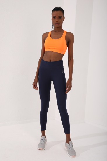 Neon Oranj Sırt Detaylı Dar Kalıp U Yaka Kadın Spor Büstiyer - 97120 - TOMMYLIFE (1)