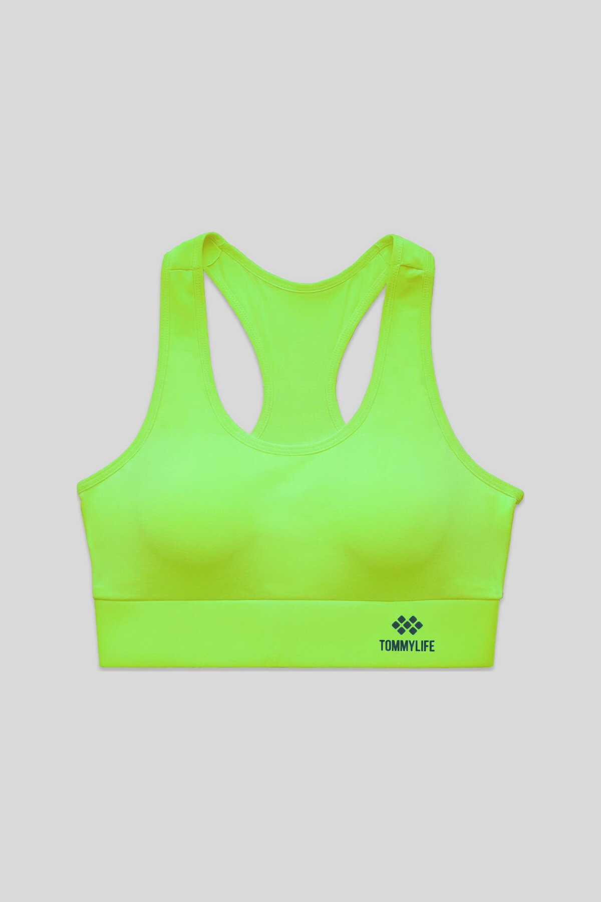 Neon Sarı Sırt Detaylı Dar Kalıp U Yaka Kadın Spor Büstiyer - 97120 - TOMMYLIFE