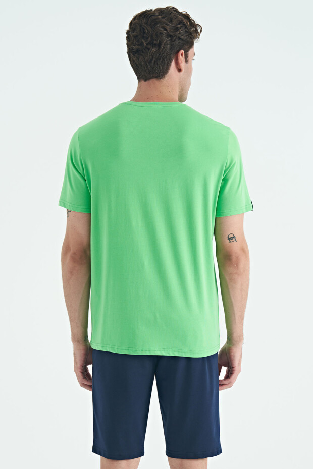 Neon Yeşil Erkek Basic Kısa Kol Standart Kalıp O Yaka T-shirt - 87911