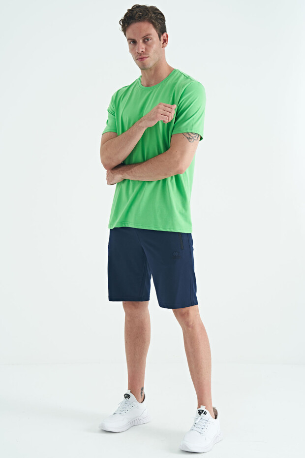 Neon Yeşil Erkek Basic Kısa Kol Standart Kalıp O Yaka T-shirt - 87911